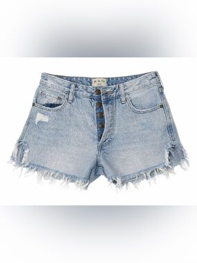 We The Free Cutoff Shorts 26 Light Wash Y2K Frayed Festival Denim